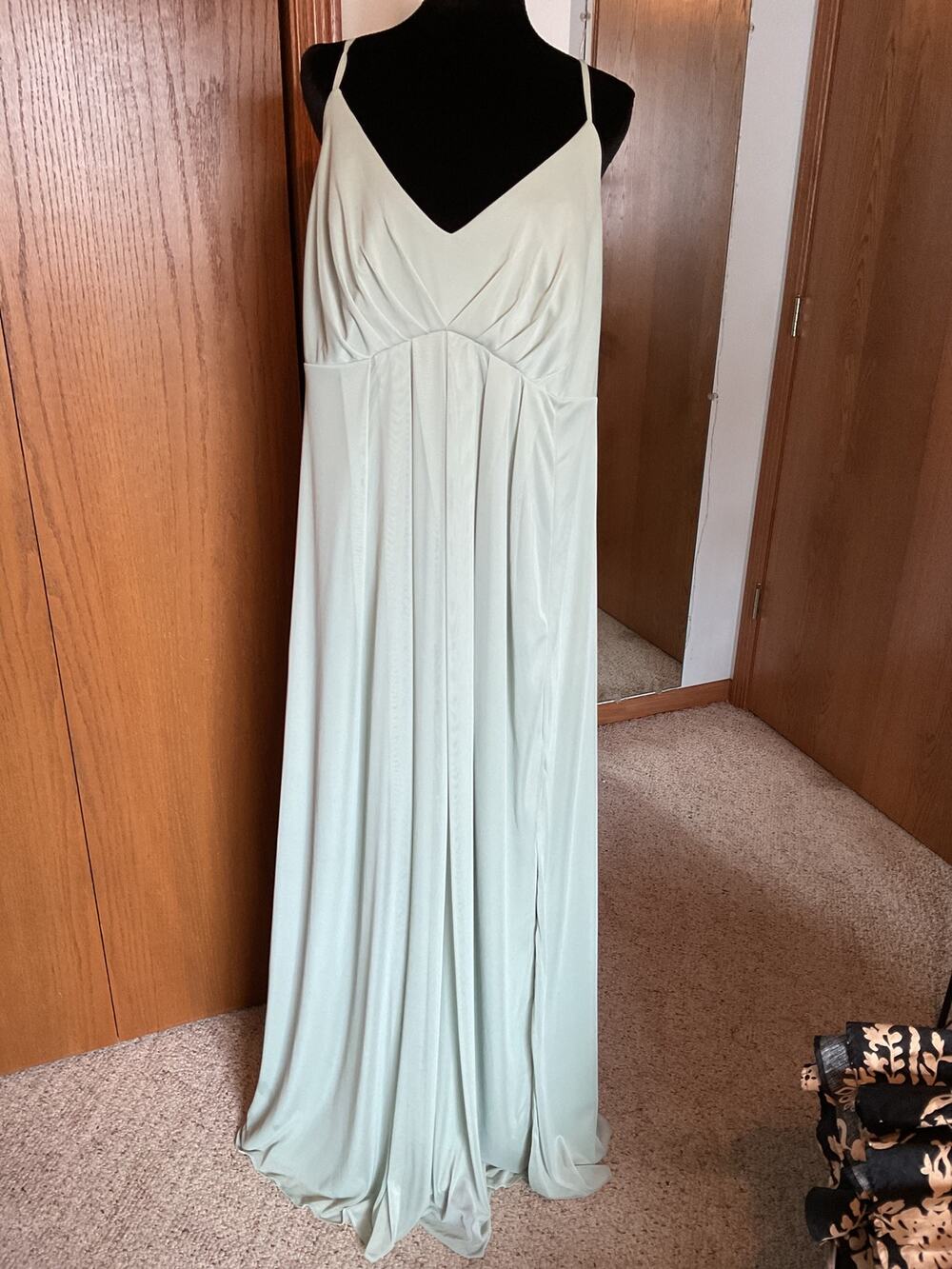 Azazie Amani Agave Chiffon Bridesmaid Maxi Gown Dress Plus Size A24 V-Neck Pleat
